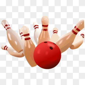 Bowling Alley Png - Red Bowling Ball Hitting A Strike, Transparent Png - bowling png