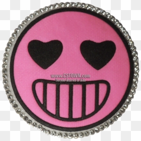 Pink Round Smile Emoji Face Applique - Emblem, HD Png Download - smile emoji png