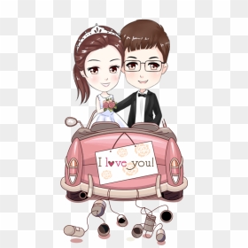 Bride Couple Marriage Cartoon Wedding Free Clipart, HD Png Download - wedding couple clipart png