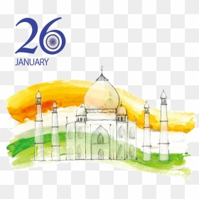 Republic Drawing India"s Independence Day Png Freeuse - Indian Republic Day Drawing, Transparent Png - tajmahal png