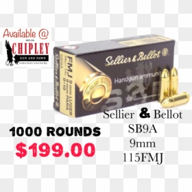 Sellier & Bellot 9mm, HD Png Download - bullet shell png