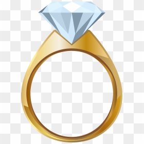 Gold Engagement Ring Png Transparent Clip Art Image - Ring Clipart Png, Png Download - diamond emoji png