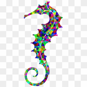 Prismatic Low Poly Seahorse Clip Arts - Rainbow Seahorse Clipart, HD Png Download - seahorse png