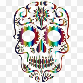 Chromatic Sugar Skull Silhouette 3 No Background Clip - Sugar Skull Clipart Transparent Background, HD Png Download - sugar skull png