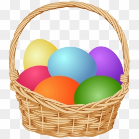 Basket With Easter Eggs Clip Art Image, HD Png Download - easter basket png