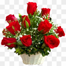 24 Red Roses Basket - Mensagem De Bom Dia Com Flores, HD Png Download - red roses png