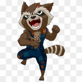 Rocket Raccoon Clipart Black And White - Rocket Raccoon Cartoon Png, Transparent Png - rocket raccoon png