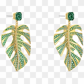 Tropical Leaf Pierced Earrings, Green, Gold-tone Plated - Boucles D Oreilles Dorees, HD Png Download - tropical leaf png