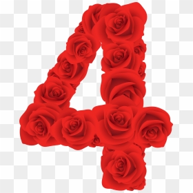 Four Clipart Rose - Number 4 In Roses, HD Png Download - red roses png