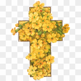 Cross Flowers Cliparts - Happy Easter With Flowers, HD Png Download - yellow flowers png