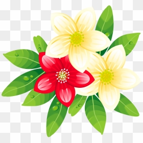 Red And Yellow Exotic Flowers Png Clipart Image - Red Tropical Flowers Clipart, Transparent Png - yellow flowers png