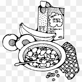 Breakfast With Cereal Clip Arts - Breakfast Clip Art Black And White, HD Png Download - cereal png