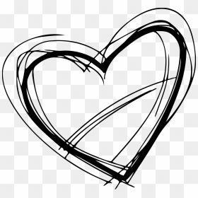 Sketched Heart Clipart Png Free Download Clipart - Black And White Heart Sketch, Transparent Png - hand drawn heart png
