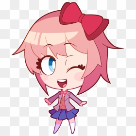 Chibi Sayori - Ddlc Stickers Transparent Background, HD Png Download - sayori png