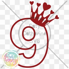 Jpg Library Download Nine Years Old Heart Crown Cut - Free Birthday Princess Svg, HD Png Download - heart crown png