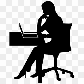 Silhouette Royalty-free Person Clip Art - Person At Desk Silhouette, HD Png Download - person sitting in chair png