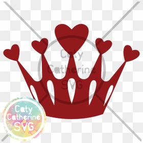 Heart Crown Princess Svg Cut File - Queen Of Hearts Crown Svg File, HD Png Download - heart crown png