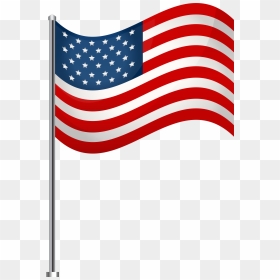 Americn Flag On Long Pole Clipart With Transparent - Transparent American Flag Clipart, HD Png Download - american flag waving png