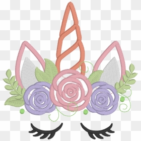 Unicorn Face With Roses , Png Download - Embroidery, Transparent Png - unicorn face png