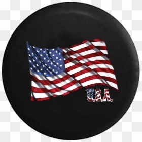 Waving United States American Flag Usa Jeep Camper - Spare Tire Cover American Flag, HD Png Download - american flag waving png