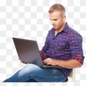 Transparent Man Sitting Png - Man On Laptop Png, Png Download - man sitting png