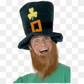 Adult Leprechaun Hat And Beard - St Patrick's Day Leprechaun Green Hat And Ginger Beer, HD Png Download - leprechaun hat png