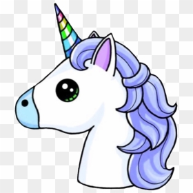 Unicorn Head Unicornhead Blue Rainbow Unicorns - Unicorn Drawing In Colour, HD Png Download - unicorn head png