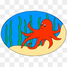 An Orange Octopus With Seaweed - Creature Clip Art Under The Sea, HD Png Download - seaweed png