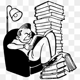 Student With Books Big - Person Reading Clipart Black And White, HD Png Download - homework png
