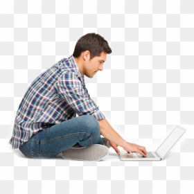 View - Png Man With Laptop Png, Transparent Png - man sitting png