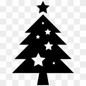 Christmas Tree With Stars Ornaments - Black Christmas Tree Vector, HD Png Download - ornaments png