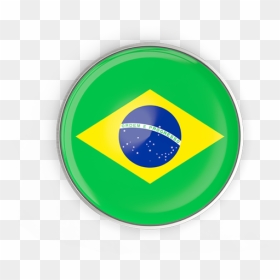 Round Button With Metal Frame - Brazil Round Flag Png, Transparent Png - brazil flag png
