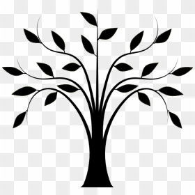 Tree With Leaves Clipart - Black And White Tree Clipart Png, Transparent Png - tree line png