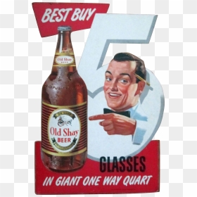 Old Shay Beer Scarce Diecut Cardboard Store Display - Beer Bottle, HD Png Download - scarce png