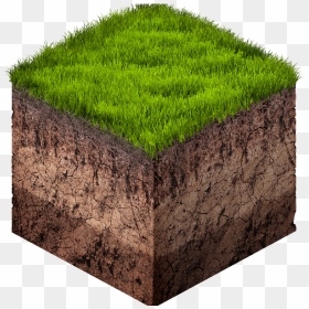 Earth Ground And Grass Cube Cross Section Isometric, HD Png Download - dirt texture png