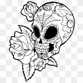 Roses Drawings With Sugar Skulls Download - Sugar Skull To Draw, HD Png Download - skulls png