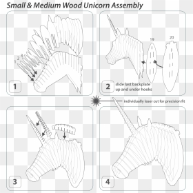 Merlin The Birch Wood Unicorn Head Instructions - Fish, HD Png Download - unicorn head png