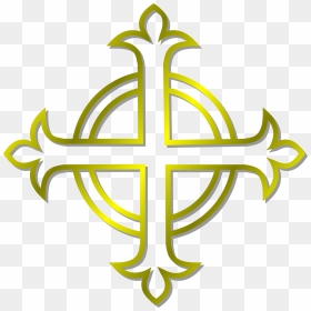 This Free Icons Png Design Of Gold Budded Cross , Png - Anglican Clipart, Transparent Png - gold cross png