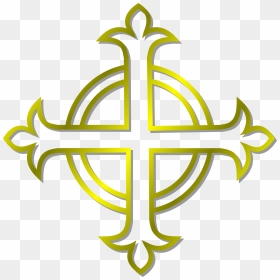 This Free Icons Png Design Of Gold Budded Cross , Png - Anglican Clipart, Transparent Png - gold cross png