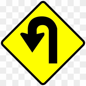 Clipart Caution U Turn - U Turn Sign Clipart, HD Png Download - caution sign png