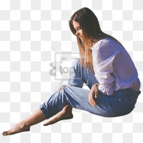 Woman Sitting In The Sand - Whatsapp Profile Sad Dp, HD Png Download - woman sitting png