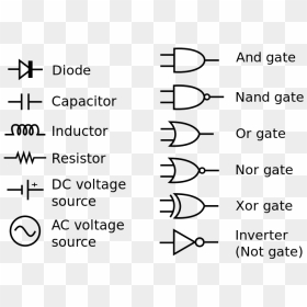 Common Circuit Diagram Symbols - Basic Electronic Components Symbols, HD Png Download - circuit png