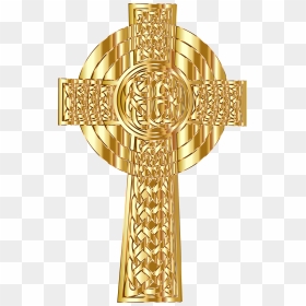 Golden Celtic Cross 2 Clip Arts - Golden Jesus Cross Png, Transparent Png - gold cross png