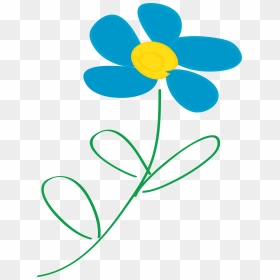 Whimsical Blue Flower Clip Arts - Blue And Yellow Daisy, HD Png Download - blue flower png