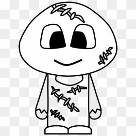Zombie, Stitches, Big Eyes, Cartoon Person, Black And - Elf Black And White, HD Png Download - stitches png