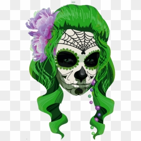Green Skulls Png - Skull And Girl Green, Transparent Png - skulls png