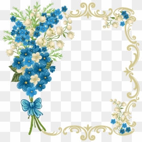 Blue Floral Frame Png - Blue Flower Border Line, Transparent Png - floral frame png