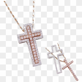 Transparent Gold Cross Png - Rose Gold Diamond Cross Necklace, Png Download - gold cross png