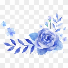 #ftestickers #border #corner #watercolor #flowers #blue - Blue Border Watercolour Flowers, HD Png Download - blue flower png