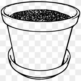 Flowerpot With Soil Clip Arts - Pot Clip Art Black And White, HD Png Download - soil png